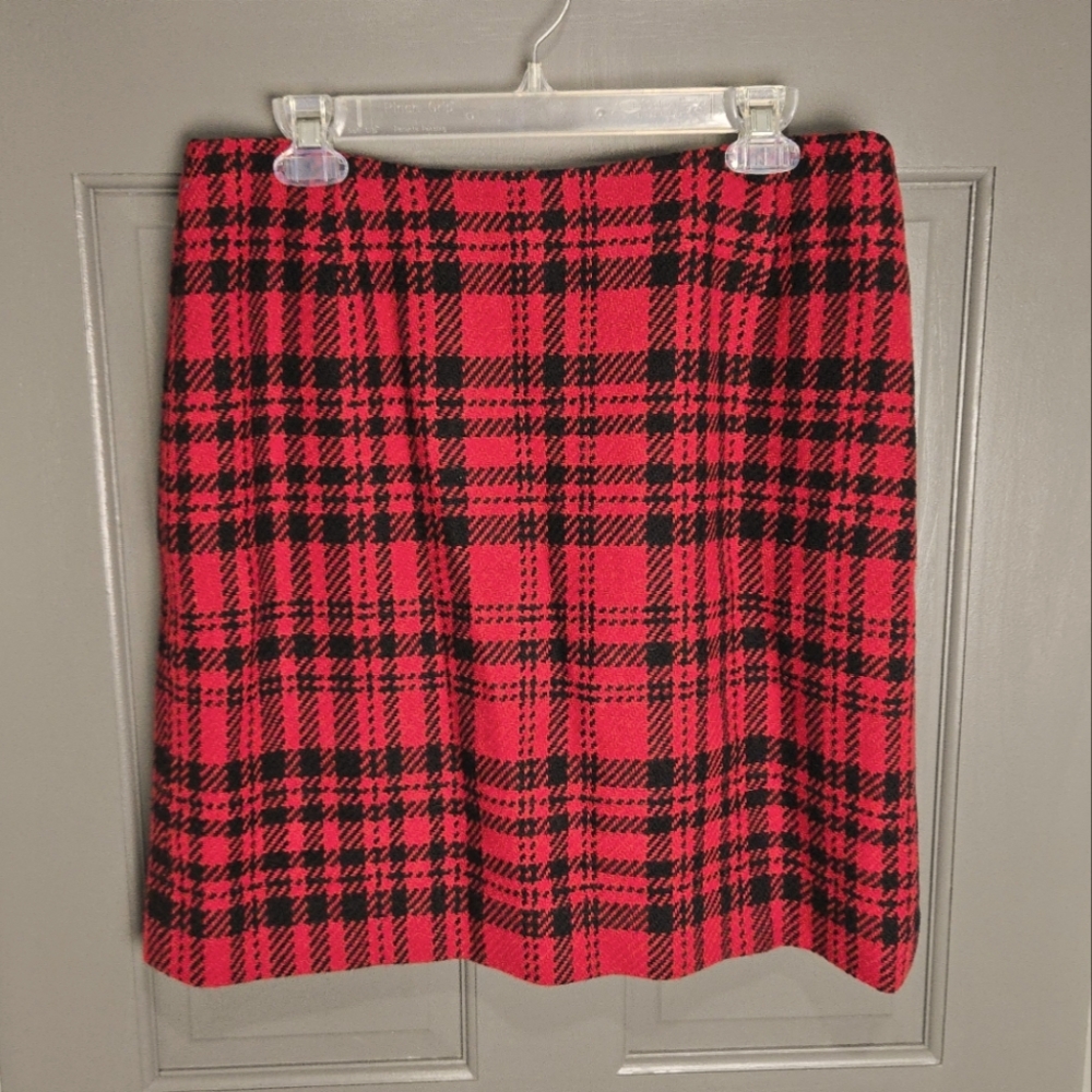 Eddie Bauer plaid wool skirt
